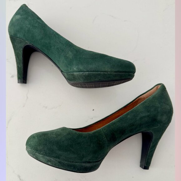 Clarks Indigo Moss Green Suede Heels – Size 7 - Picture 4 of 6